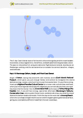 example page 2 from our offline Travel Guide for Cook Islands